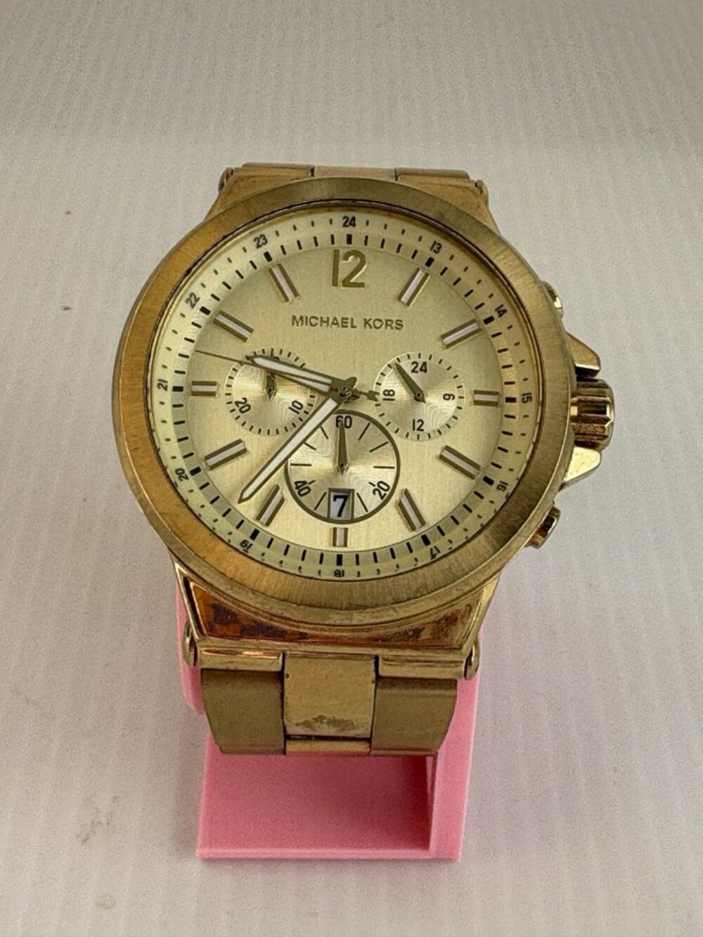 Michael Kors MK8278 Gold Tone Chronograph Men's Watch 45mm Champagne Dial Works